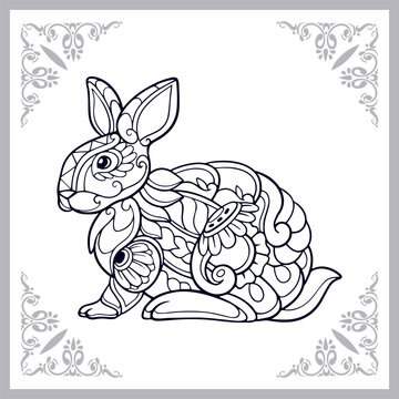 Easter rabbit mandala arts isolated on white background