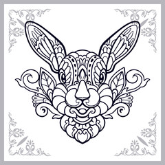 Easter rabbit head mandala arts isolated on white background