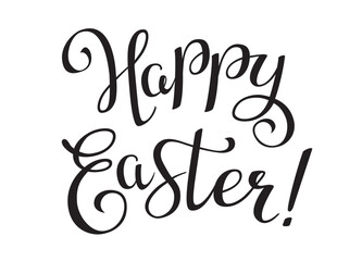 Calligraphy text Happy easter. Vector hand drawn lettering isolated on white background
