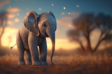 Fototapeta na wymiar A baby elephant. Generative AI.