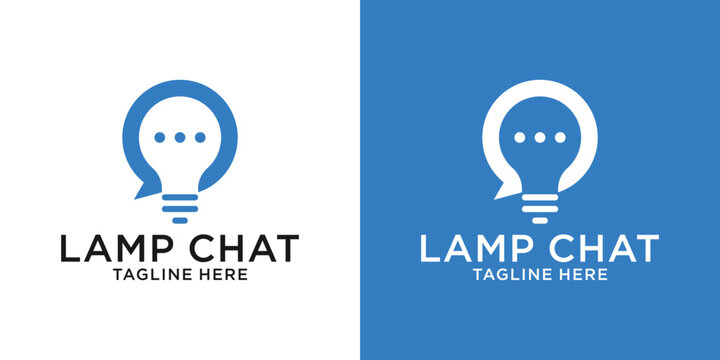 lamp and chat creative logo design inspiration icon vector illustration