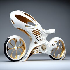 Design parametric white child bike for the future. Generative AI.