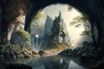 Elvish ruins landscape