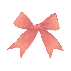 Pink bow on white background