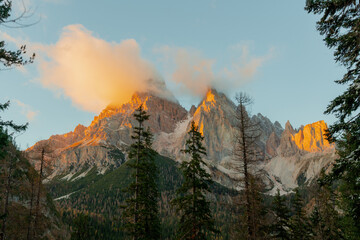 Scenic view of snow-covered mountain peaks 