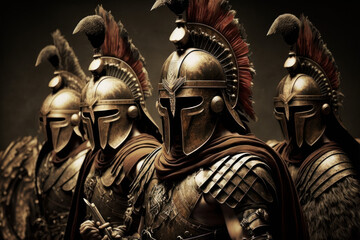Fototapeta premium ancient warriors golden dark Generative AI, Generativ, KI