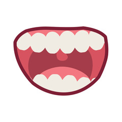 Laughing mouth with teeth on white background