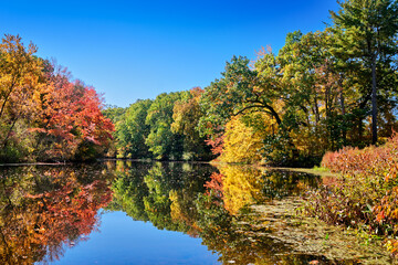 The Charles River Peninsula park, Needham, Massachusets, on a beautiful Autumn day