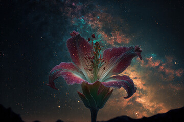 red lily flower, sky in the background Generative AI, Generativ, KI
