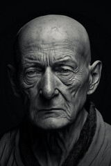 Fototapeta na wymiar Portrait of a sick looking old man, created with generative A.I. technology.