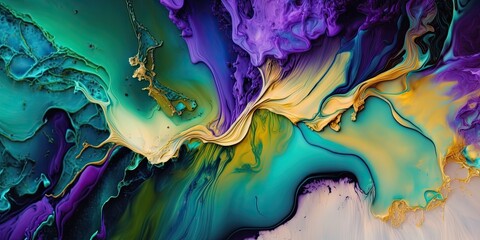 Liquid Alcohol Ink Background Colorful Fluid Texture For Graphic Design. Generative AI.