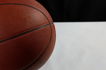 Basketball ball close-up on a black and white background