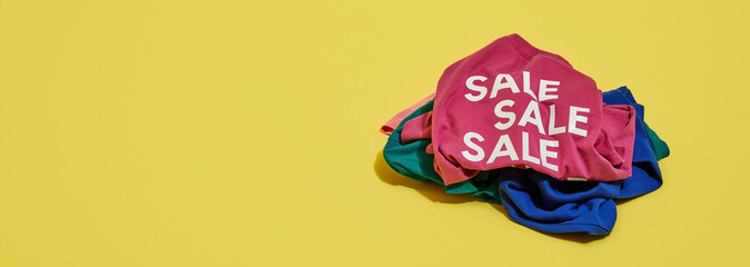word sale on a t-shirt, web banner format