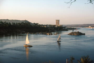 City of Aswan With Nile River in Egypt 