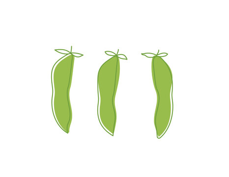 Green Beans Peapods Playful Vector Illustration