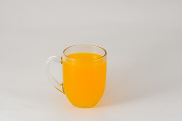 glass of orange juice isolated on a white background