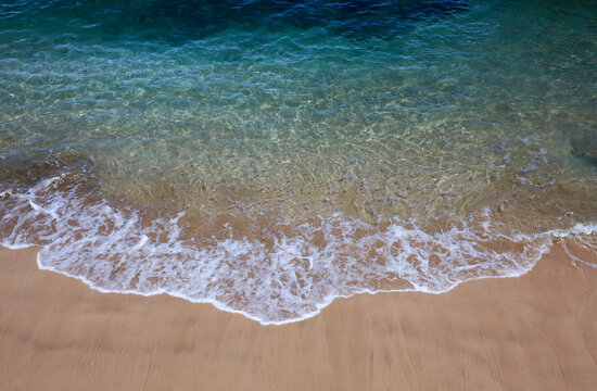 Closeup clear turquoise beautiful sea water waves