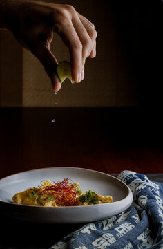 Asian gyozas with brazilian moqueca sauce