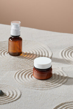 Beautiful spa collage with zen garden, stones and natural cosmetics