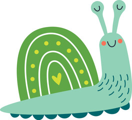 Childish colorful cartoon snail flat icon