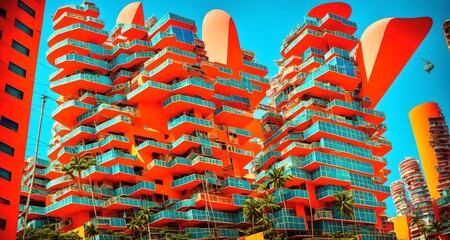 
Megalopolis mega city future Thailand  with huge colorful skyline of skyscrapers, bright sunny, ai generated
