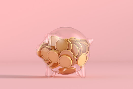 Transparent pig-shaped piggy bank