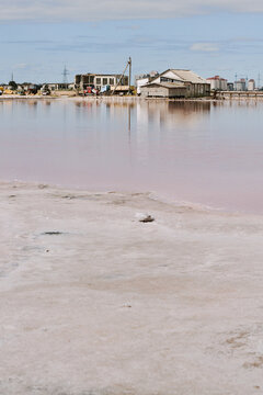 Technical buildings near the salt lake
