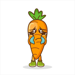 Vector Illustration Carrot Vegetable Crying Cute Expression