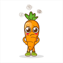 Angry cartoon carrot illustration vector on white background