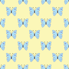 Obraz na płótnie Canvas Vector seamless bright pattern with beautiful butterflies. Cartoon repeatable background. Cute creative print