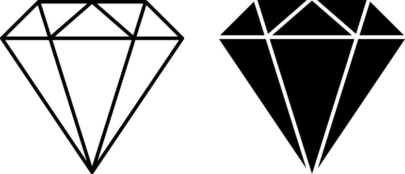 Diamond icon in flat and line style. Royal diamond icons. PNG image