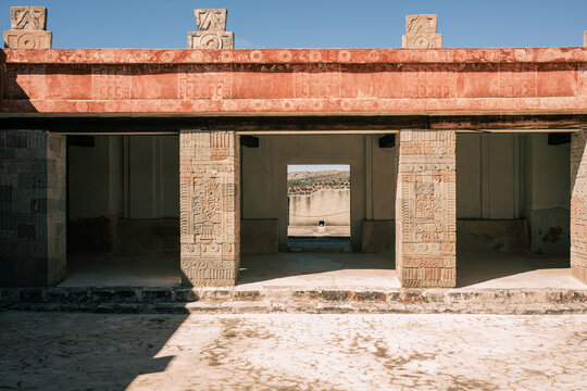 The Temple of the Quetzalpapalotl in the ruins of teotihuacan Mexico.