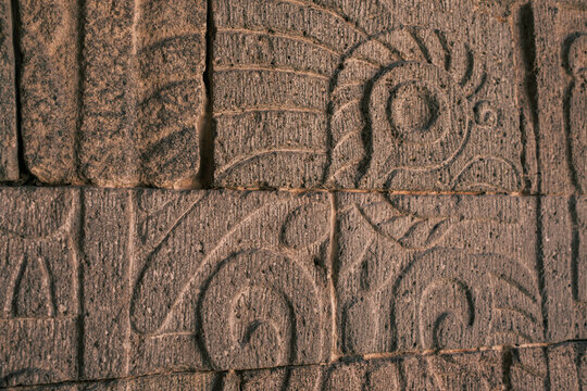 Carving in Quetzalpapalotl Palace, Teotihuacan Archaeologica lmexico.