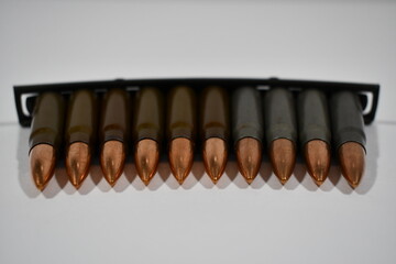 7.62x39 ammunition on stripper clip © Trevor Cook