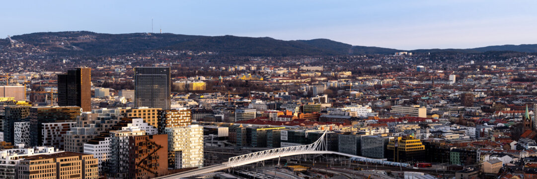 Olso City Skyline at sunrise Norway