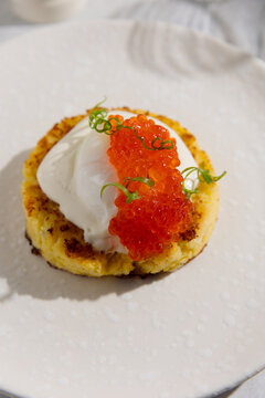 appetizer with red caviar
