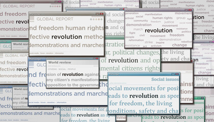 Revolution freedom rebel headline titles media 3d illustration