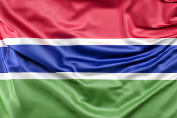 Ruffled Flag of Gambia. 3D rendering. Isolated