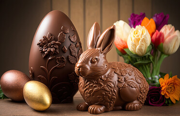 Osterhase mit Osterdekoration, ki generated