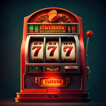 Slot machine illustration. Jackpot poker 777 golden slot machine. Gambling gold prize fortune vector concept. Illustration of game machine, gaming casino. AI