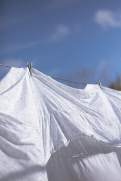 clothes drying on clotheslines
