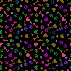 Animals cartoon seamless dog and cat footprints pattern for wrapping paper and fabrics and linens and kids