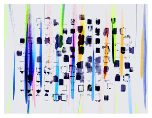 Abstract Composition with Calligraphic Brushstrokes