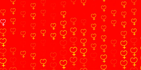 Light Orange vector backdrop with women power symbols.