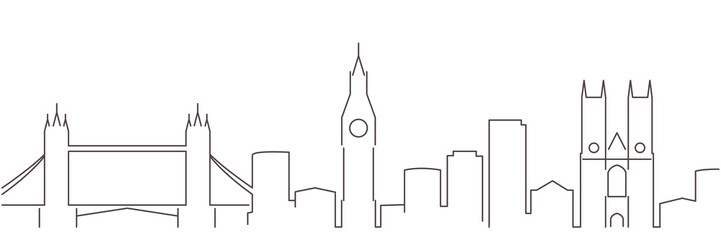 London Dark Line Simple Minimalist Skyline With White Background