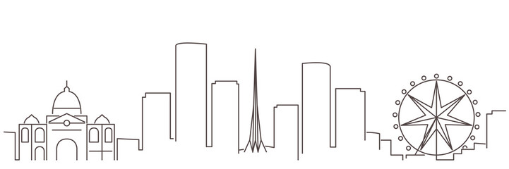 Melbourne Dark Line Simple Minimalist Skyline With White Background