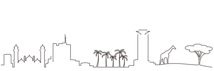 Fototapeta na wymiar Nairobi Dark Line Simple Minimalist Skyline With White Background