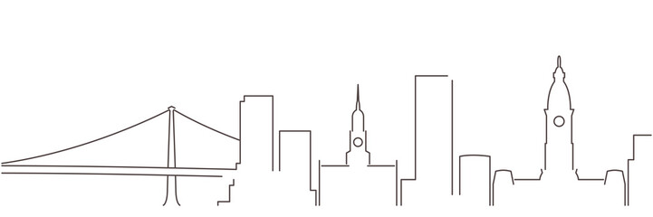 Obraz premium Philadelphia Dark Line Simple Minimalist Skyline With White Background