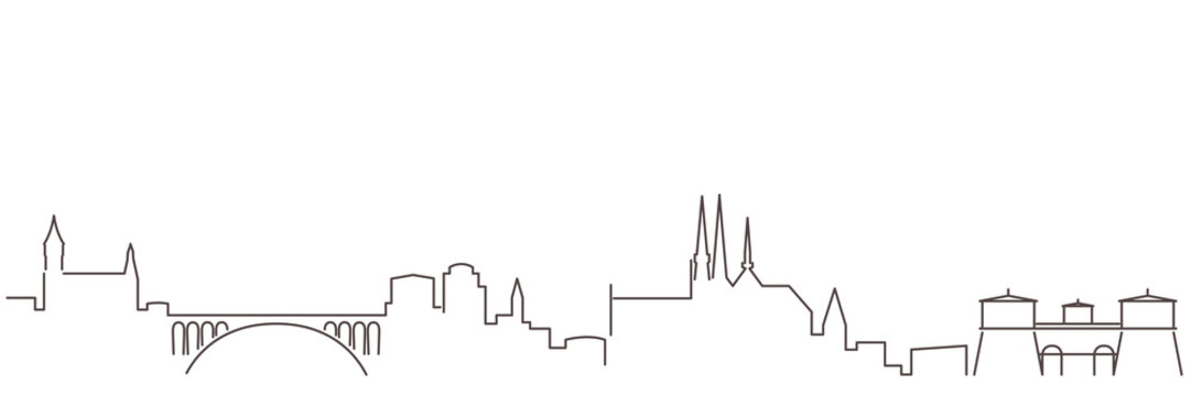 Luxembourg Dark Line Simple Minimalist Skyline With White Background