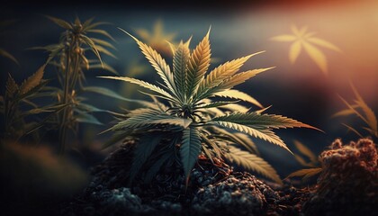 Cannabis bush, the use and cultivation of cannabis for medicinal purposes. Generative AI.